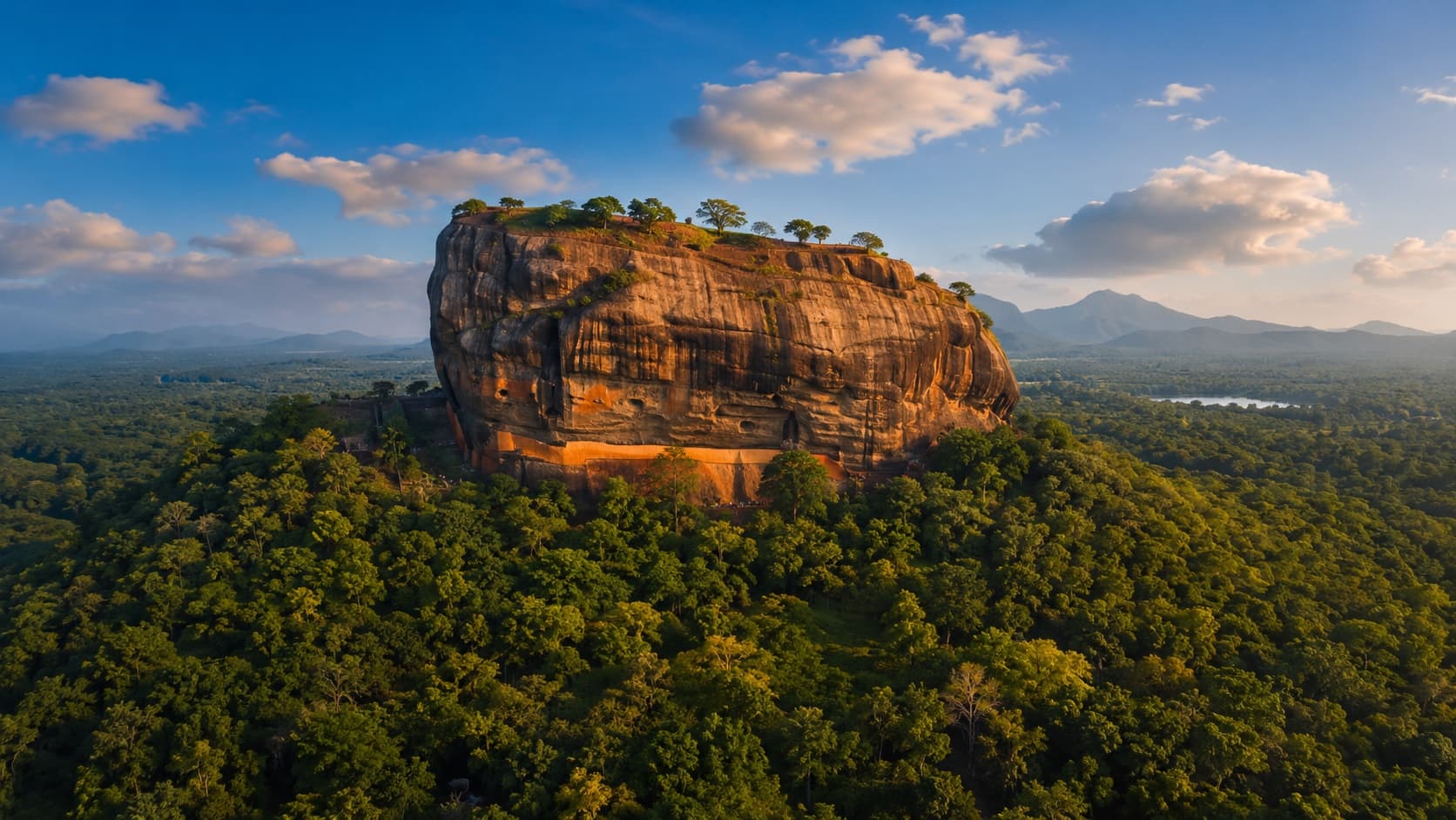 Sigiriya Rock Fortress in Sri Lanka at golden hour